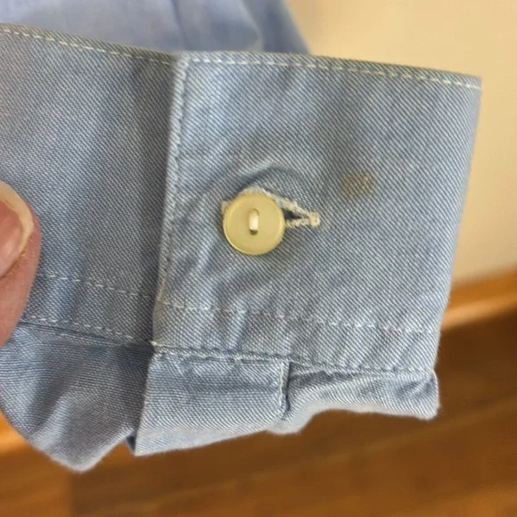 Vintage Capacity Blue Chambray Embroidered Shirt Size Medium - Picture 7 of 12